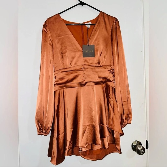 No flaws Here Satin Assymmetrical romper in Rust - Picture 7 of 10